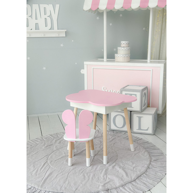 Дитячий стіл хмаринка з нішею 54х68х50, столик трюмо з відкидним верхом, рожевий