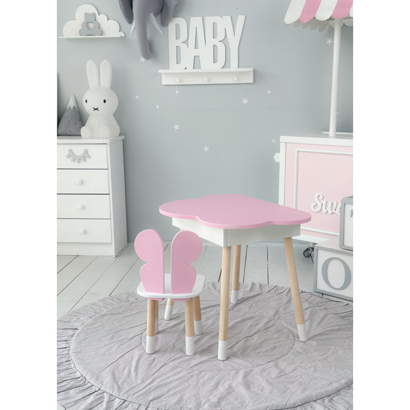 Дитячий стіл хмаринка з нішею 54х68х50, столик трюмо з відкидним верхом, рожевий