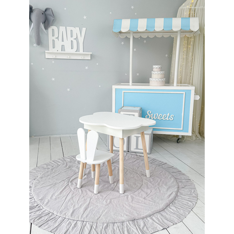 Дитячий стіл хмаринка з нішею 54х68х50, столик трюмо з відкидним верхом, білий