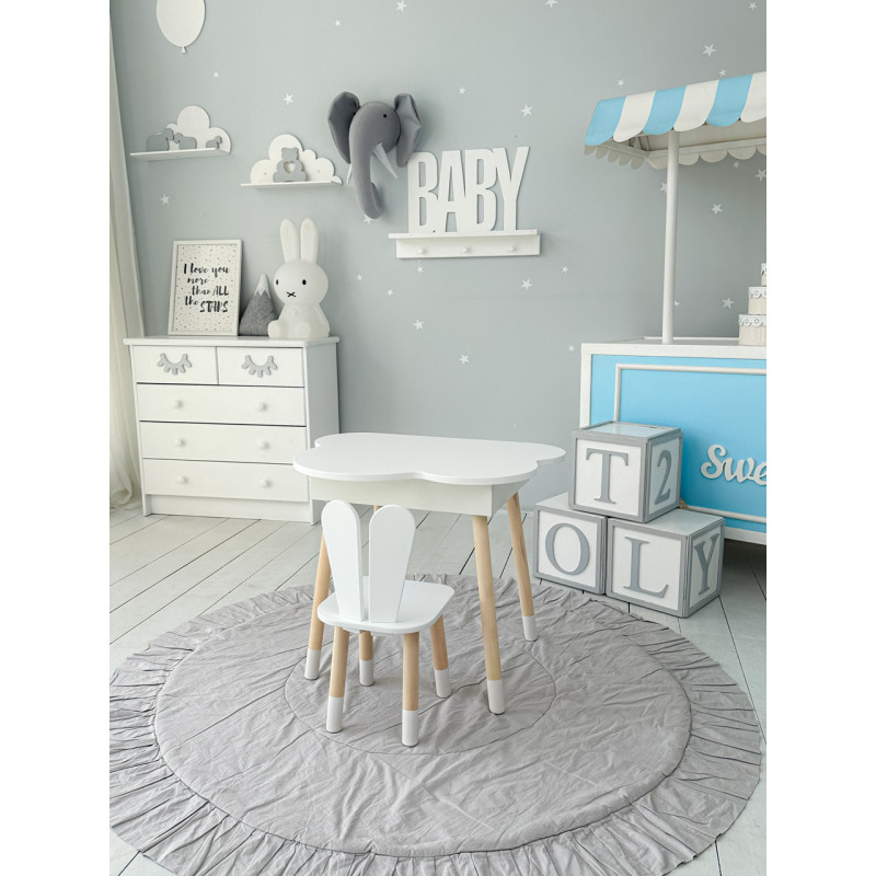 Дитячий стіл хмаринка з нішею 54х68х50, столик трюмо з відкидним верхом, білий