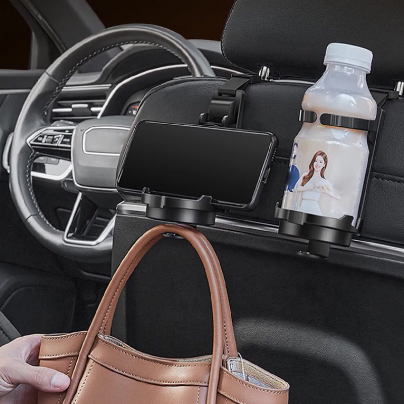 Крючок-органайзер для авто под подголовник держатель вешалка Black