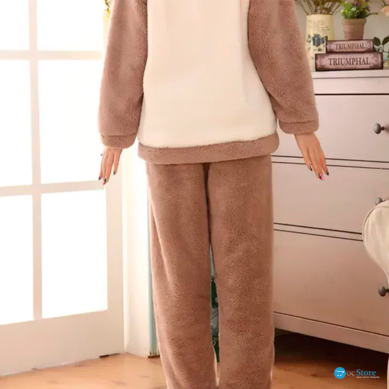 Женская тёплая махровая пижама Bear White XL