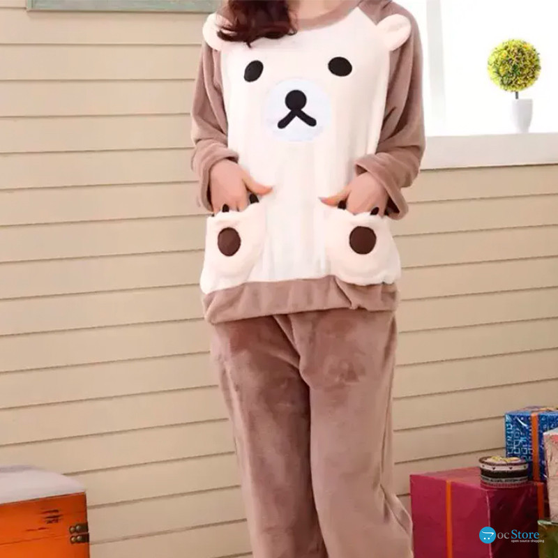 Женская тёплая махровая пижама Bear White XL