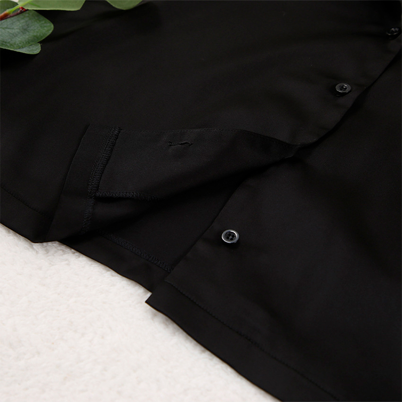 Женский шелковый комплект для дома и сна 2SYCK1315 рукашка и штаны женская пижама атласная Черный L