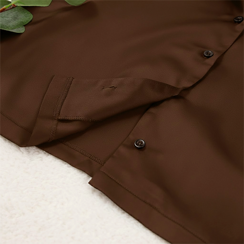 Женский шелковый комплект для дома и сна 2SYCK1315 рукашка и штаны женская пижама атласная Шоколадный L