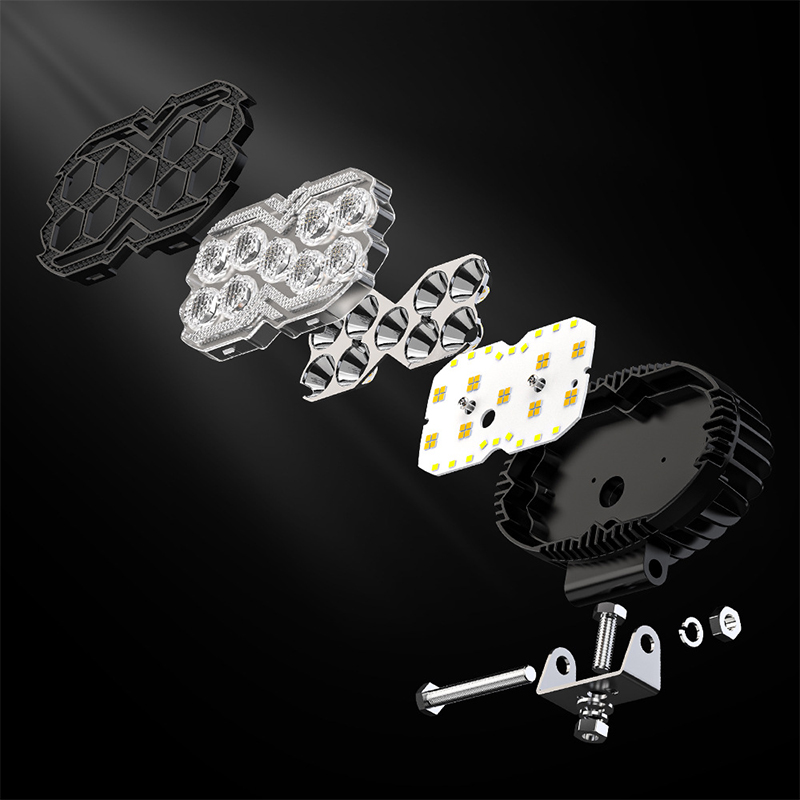 Светодиодная фара DXZ 55C-BW-T9 9 LED водонепроницаемая White+Yellow