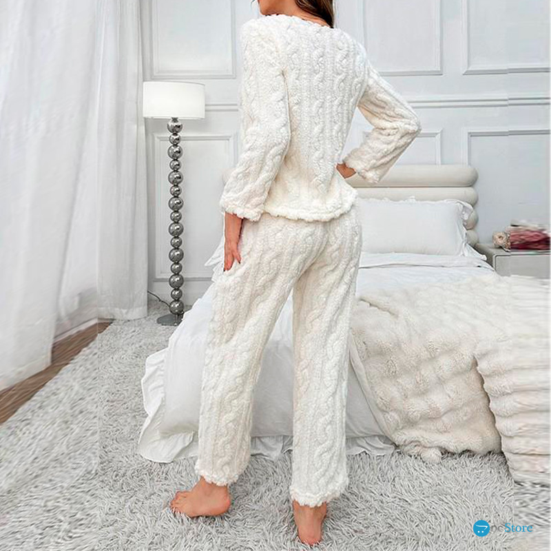 Женская тёплая пижама 5312 White костюм для дома L