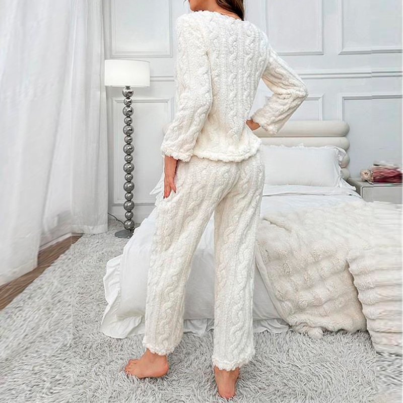 Женская тёплая пижама 5312 White костюм для дома S