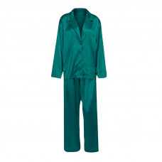 Женский шелковый комплект для дома и сна 2SYCK1315 рукашка и штаны женская пижама атласная Изумрудный XL