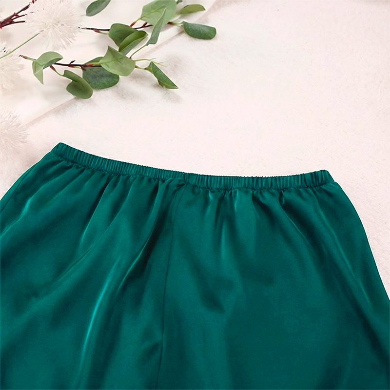 Женский шелковый комплект для дома и сна 2SYCK1315 рукашка и штаны женская пижама атласная Изумрудный XL