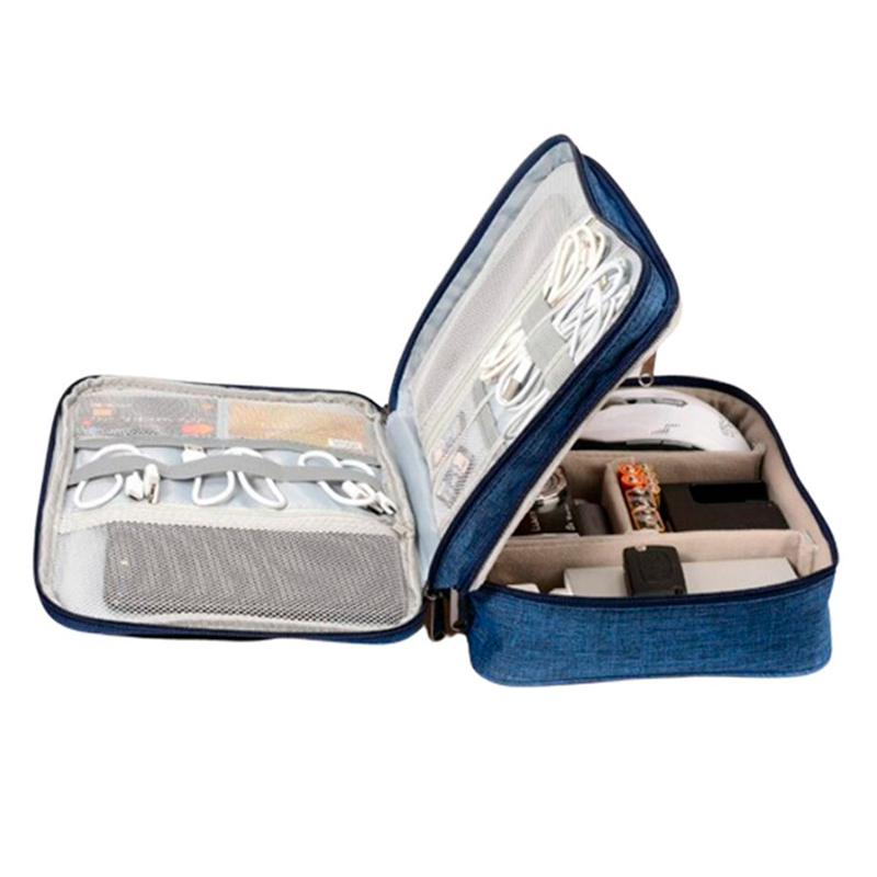 Сумка органайзер # 082 для хранения проводов зарядок кабелей аксессуаров флешек  Blue