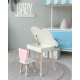 Столик хмаринка з нішею для речей 54х68х50 і стільчик спинка медведик 26.5х26х25, стіл та стілець в дитячу, білий з рожевим