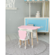 Столик хмаринка з нішею для речей 54х68х50 і стільчик спинка медведик 26.5х26х25, стіл та стілець в дитячу, білий з рожевим