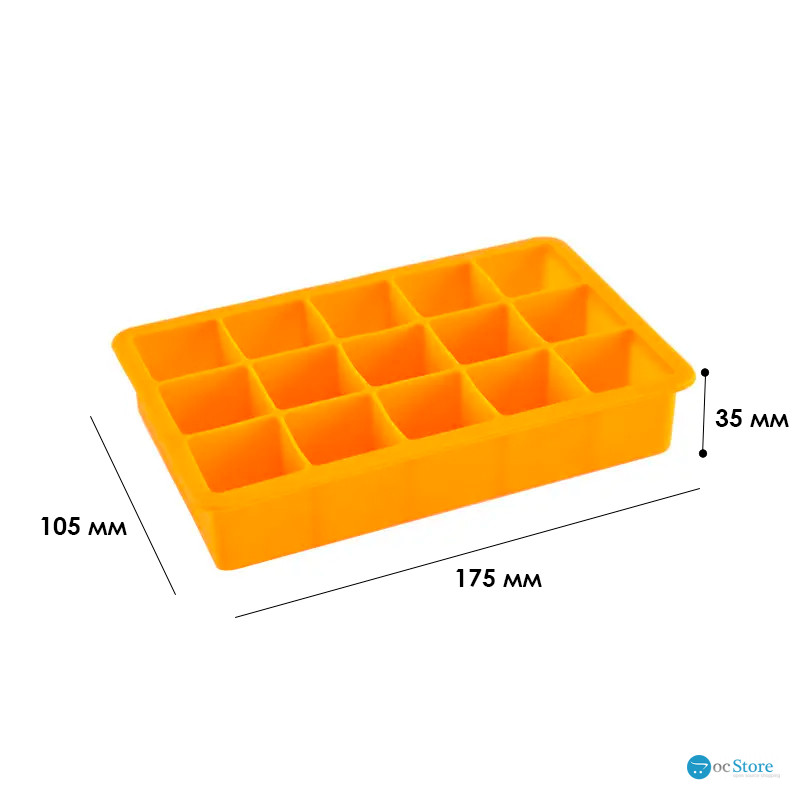 Силиконовая форма для льда CUMENSS AI-807 Cube 15 Orange