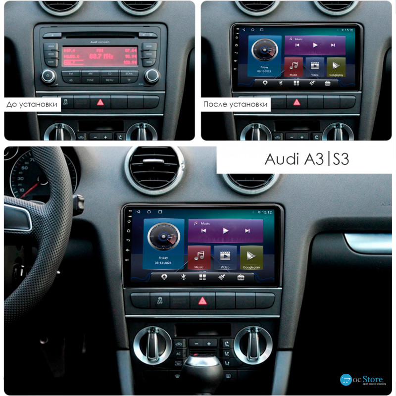 Штатная магнитола Lesko для Audi A3 II (8P) Рестайлинг 2 2008-2013 экран 9" 4/32Gb 4G Wi-Fi GPS Top