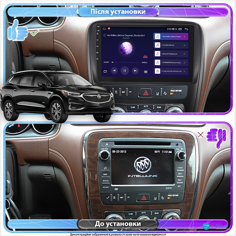 Штатная магнитола Lesko для Buick Enclave I Рестайлинг 2013-2017 экран 9" 4/64Gb 4G Wi-Fi GPS Top