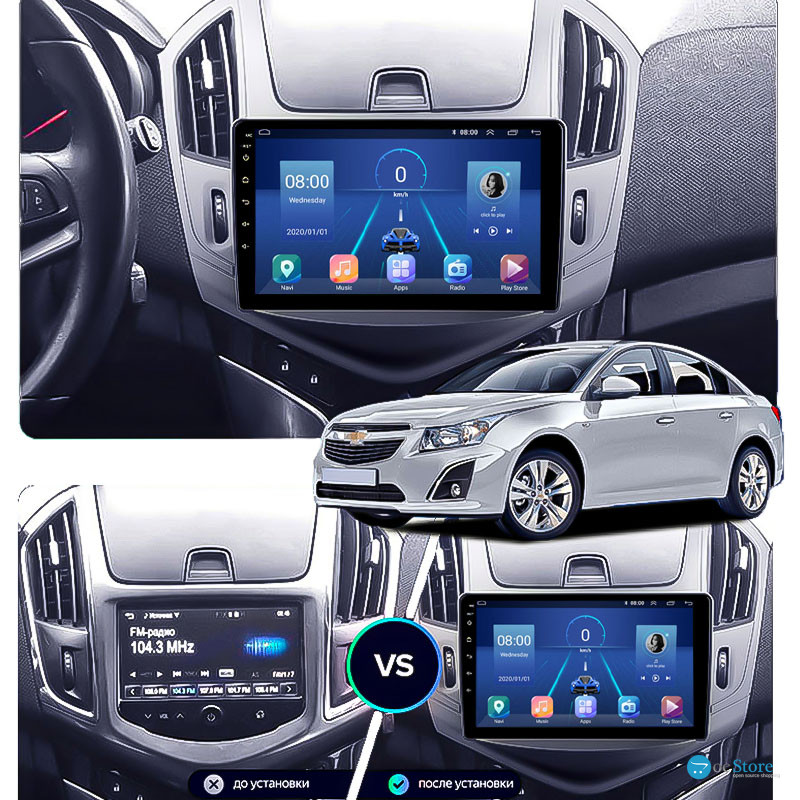 Штатная магнитола Lesko для Chevrolet Cruze I Рестайлинг 2012-2016 экран 9" 4/32Gb 4G Wi-Fi GPS Top