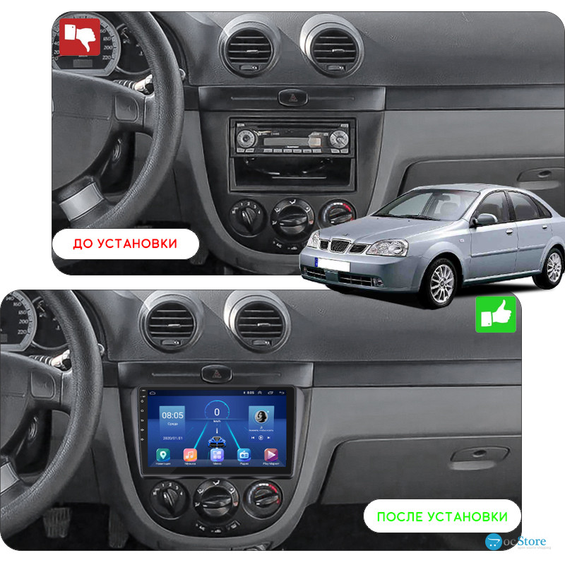 Штатная магнитола Lesko для Chevrolet Nubira  2003-2010 экран 9" 4/32Gb 4G Wi-Fi GPS Top