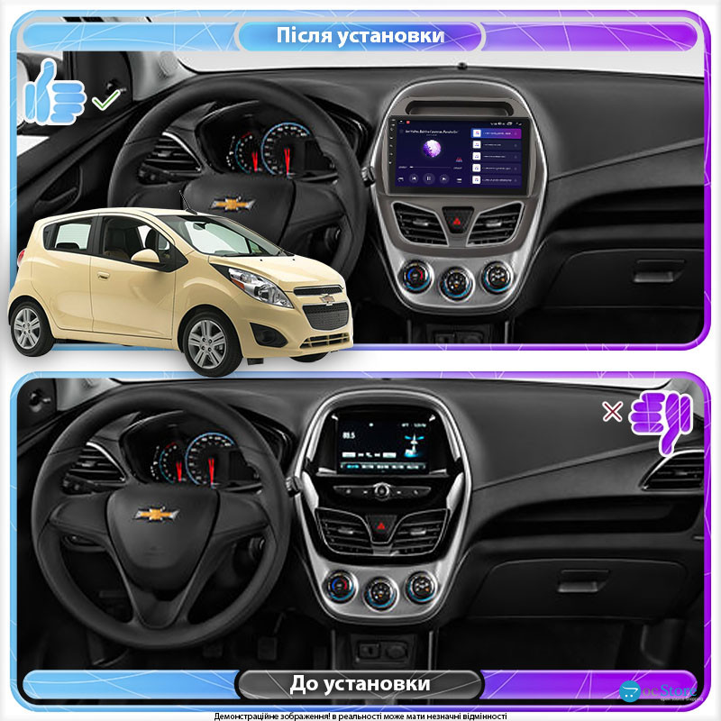 Штатная магнитола Lesko для Chevrolet Spark IV 2015-2018 экран 9" 4/32Gb 4G Wi-Fi GPS Top