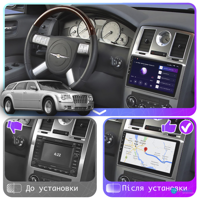 Штатная магнитола Lesko для Chrysler 300C I 2004-2011 экран 9" 4/32Gb 4G Wi-Fi GPS Top