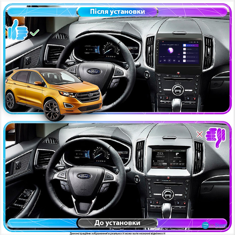Штатная магнитола Lesko для Ford Edge II 2015-2018 экран 9" 4/32Gb 4G Wi-Fi GPS Top
