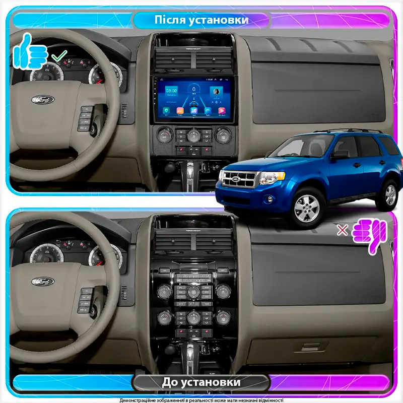 Штатная магнитола Lesko для Ford Escape I Рестайлинг 2 2007-2012 экран 9" 4/32Gb 4G Wi-Fi GPS Top