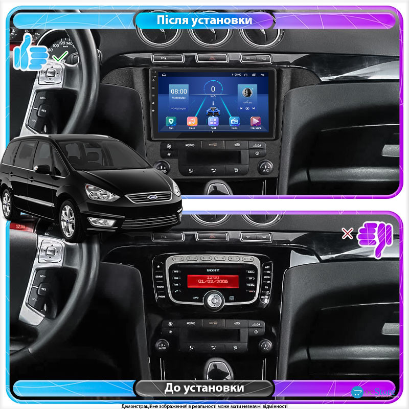 Штатная магнитола Lesko для Ford Galaxy II Рестайлинг 2010-2015 экран 9" 4/32Gb 4G Wi-Fi GPS Top