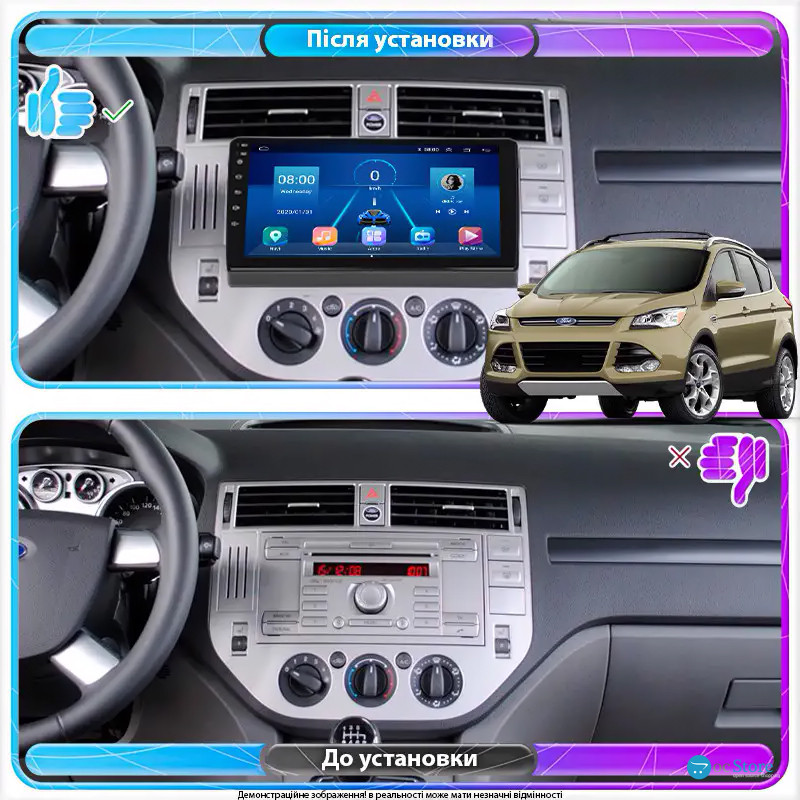 Штатная магнитола Lesko для Ford Kuga I 2008-2013 экран 9" 4/32Gb 4G Wi-Fi GPS Top