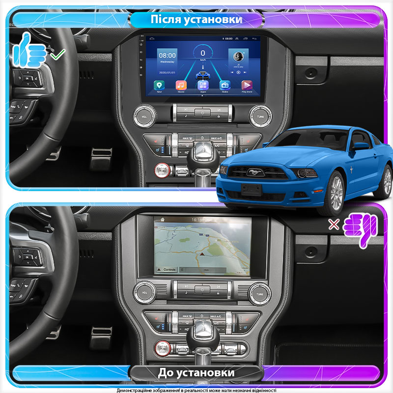 Штатная магнитола Lesko для Ford Mustang VI 2014-2017 экран 9" 4/32Gb 4G Wi-Fi GPS Top