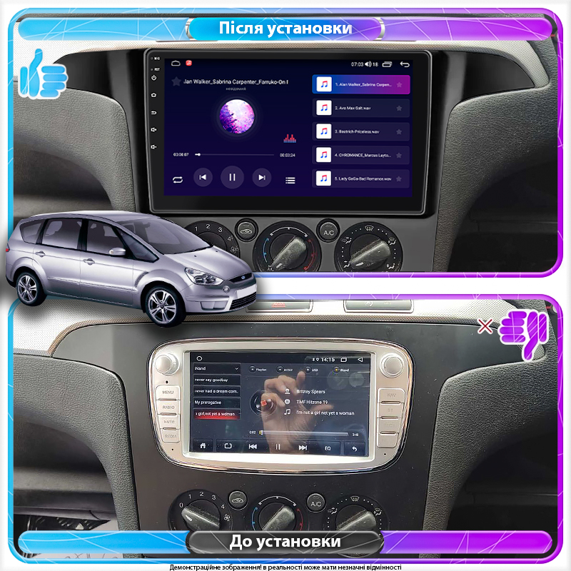 Штатная магнитола Lesko для Ford S-MAX I 2006-2010 экран 9" 4/32Gb 4G Wi-Fi GPS Top