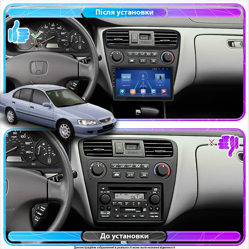 Штатная магнитола Lesko для Honda Accord VI 1997-2002 экран 9" 4/32Gb 4G Wi-Fi GPS Top