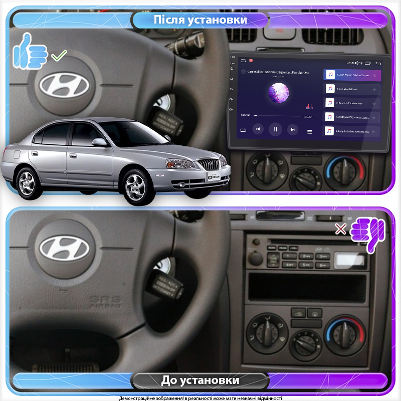 Штатная магнитола Lesko для Hyundai Avante III Рестайлинг 2003-2006 экран 9" 4/32Gb 4G Wi-Fi GPS Top