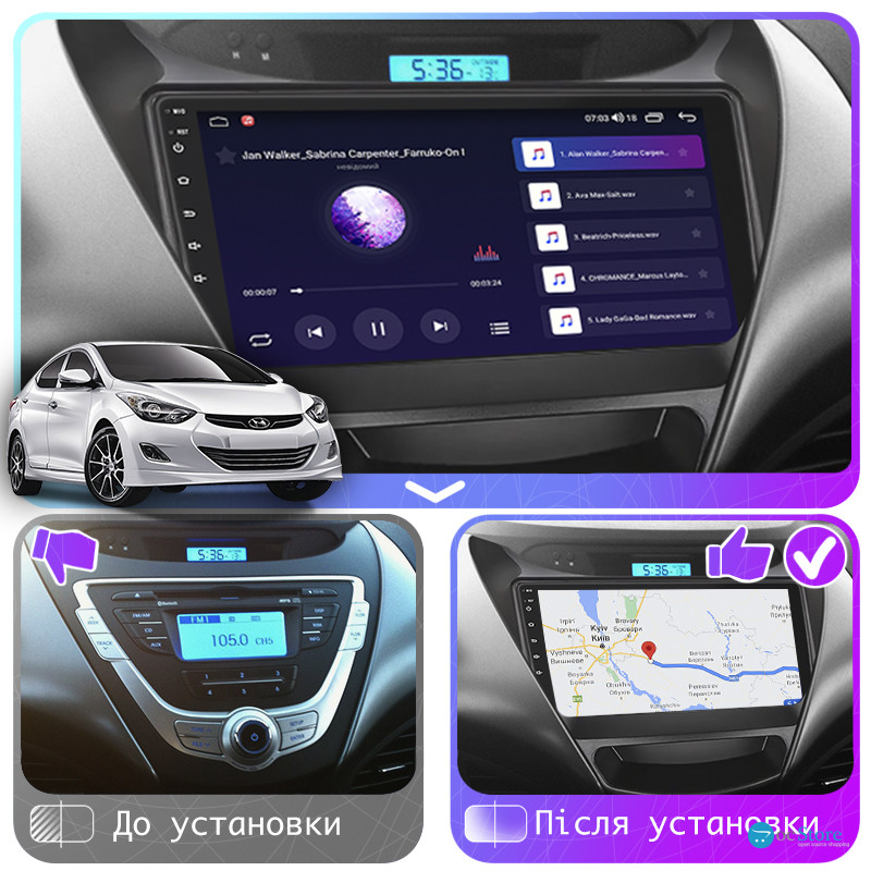 Штатная магнитола Lesko для Hyundai Avante V 2010-2015 экран 9" 4/32Gb 4G Wi-Fi GPS Top