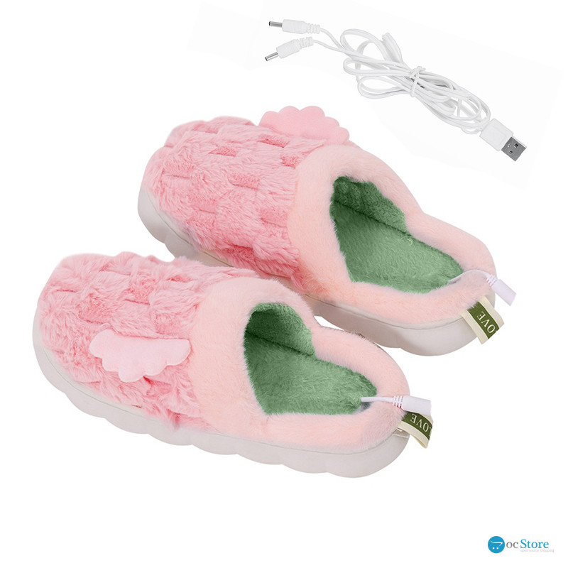 Домашние комнатные тапочки с подогревом A-232 USB c крыльями Pink