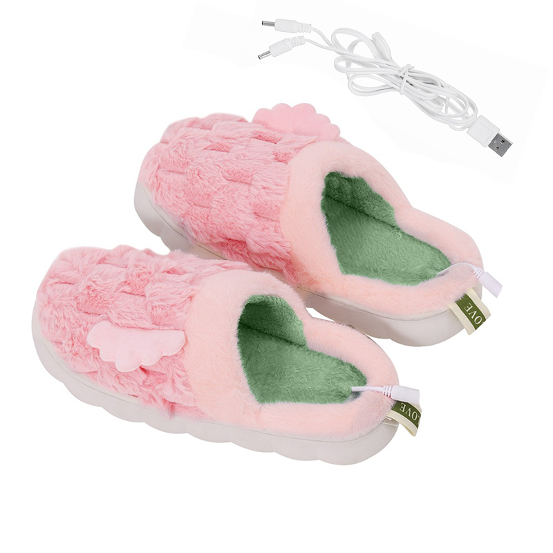 Домашние комнатные тапочки с подогревом A-232 USB c крыльями Pink