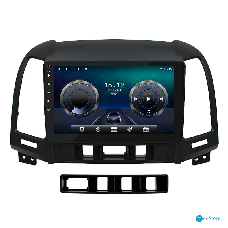 Штатная магнитола Lesko для Hyundai Santa Fe II Рестайлинг 2009-2012 экран 9" 4/32Gb 4G Wi-Fi GPS Top