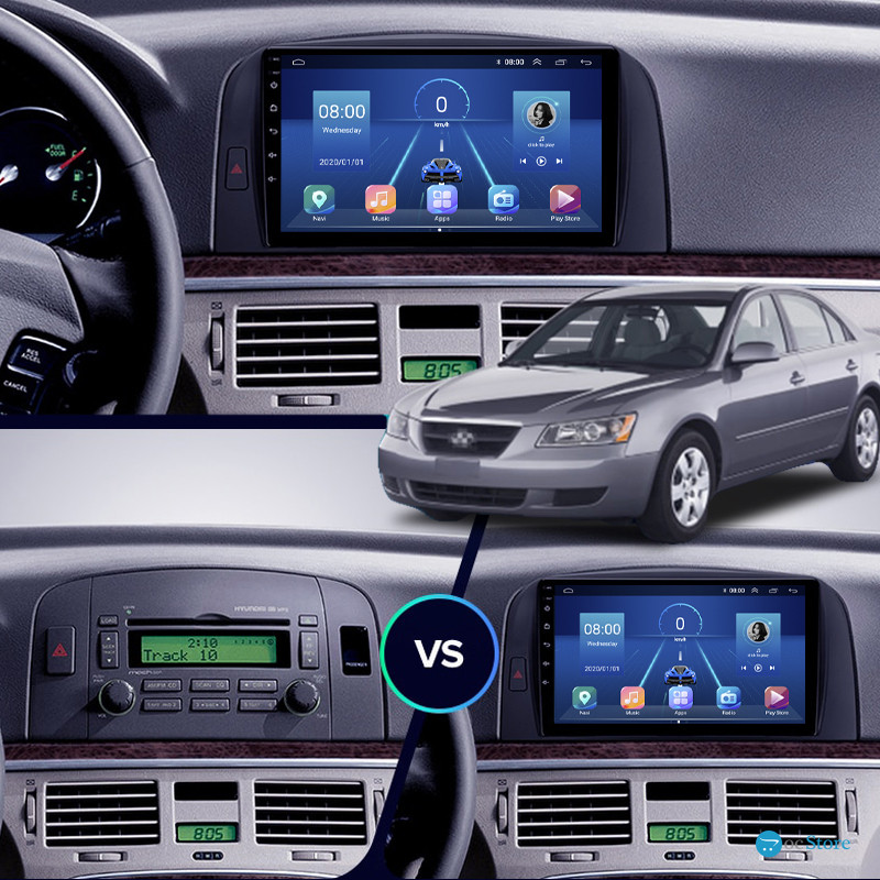Штатная магнитола Lesko для Hyundai Sonata V (NF) 2004-2010 экран 9" 4/32Gb 4G Wi-Fi GPS Top