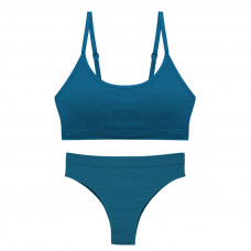 Бесшовный комплект женского белья в рубчик трусы и топ 0202# Туркус L 80 ABC