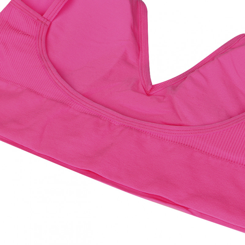 Бесшовный комплект женского белья в рубчик трусы и топ 1608# Розовый электрик M 70/75 ABC