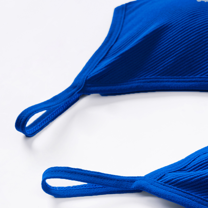 Бесшовный комплект женского белья в рубчик трусы и топ 1608# Синий L 80 ABC