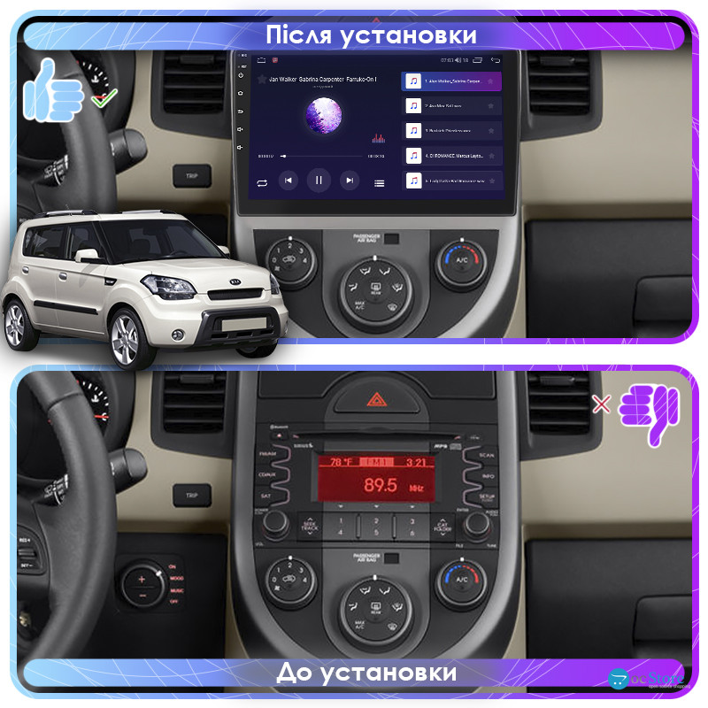 Штатная магнитола Lesko для Kia Soul I 2008-2011 экран 9" 4/32Gb 4G Wi-Fi GPS Top