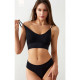 Бесшовный комплект женского белья в рубчик трусы и топ 1608# Черный L 80 ABC