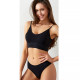 Бесшовный комплект женского белья в рубчик трусы и топ 1608# Черный L 80 ABC