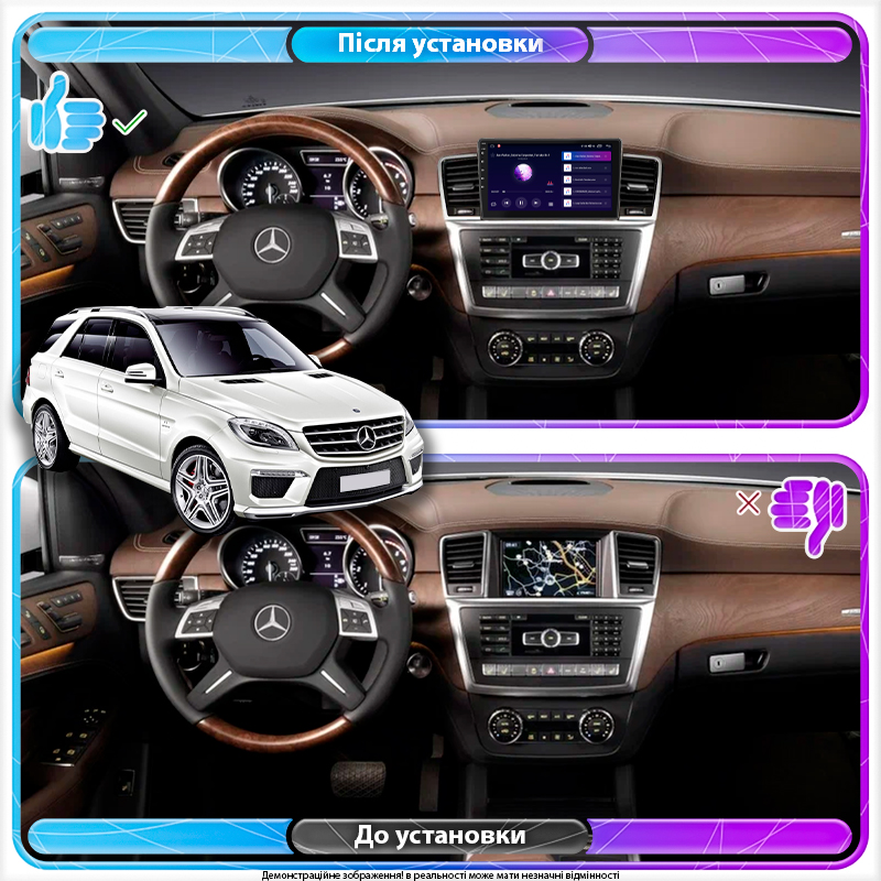 Штатная магнитола Lesko для Mercedes-Benz M-Класс III (W166) 2011-2015 экран 9" 4/32Gb 4G Wi-Fi GPS Top