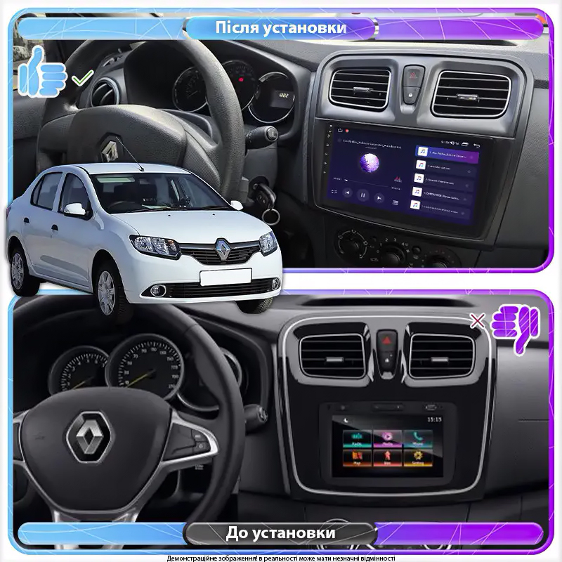 Штатная магнитола Lesko для Renault Logan II ver 2 2012-2018 экран 9" 4/32Gb 4G Wi-Fi GPS Top