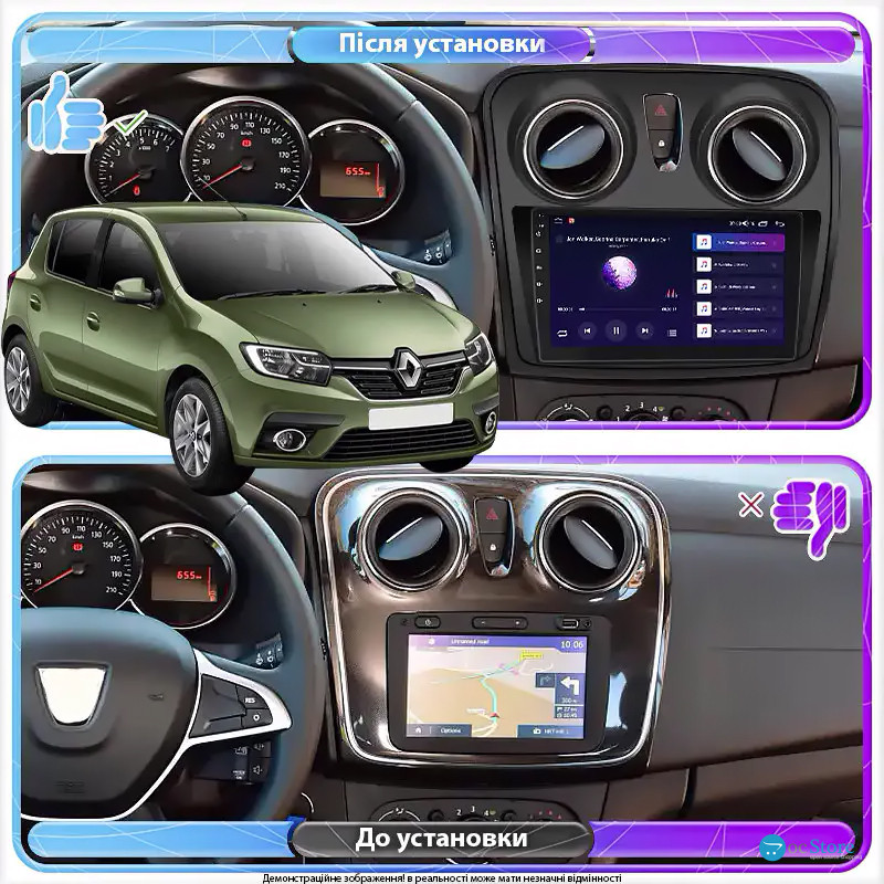 Штатная магнитола Lesko для Renault Sandero II ver 2 2013-2018 экран 9" 4/32Gb 4G Wi-Fi GPS Top