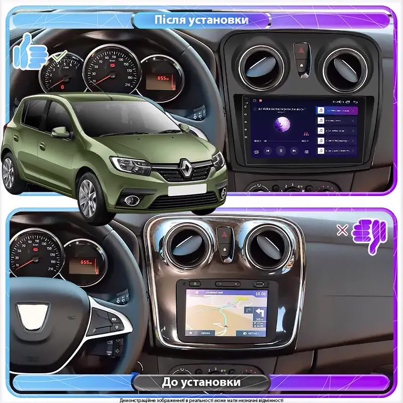 Штатная магнитола Lesko для Renault Sandero II ver 2 2013-2018 экран 9" 4/32Gb 4G Wi-Fi GPS Top