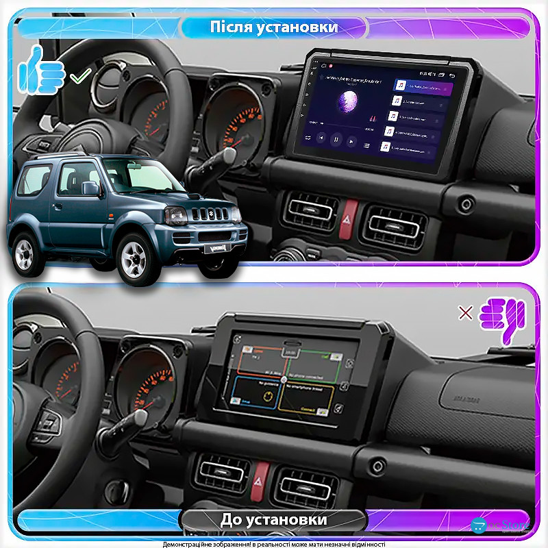 Штатная магнитола Lesko для Suzuki Jimny III Рестайлинг 1 2005-2012 экран 9" 4/32Gb 4G Wi-Fi GPS Top