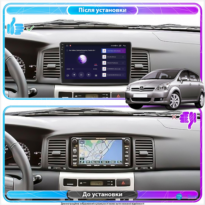 Штатная магнитола Lesko для Toyota Corolla IX (E120, E130) 2000-2004 экран 9" 4/32Gb 4G Wi-Fi GPS Top