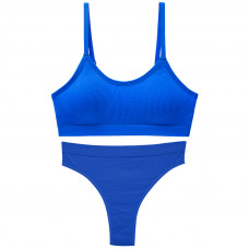 Бесшовный комплект женского белья в рубчик трусы и топ 6618# Синий L 80 ABC